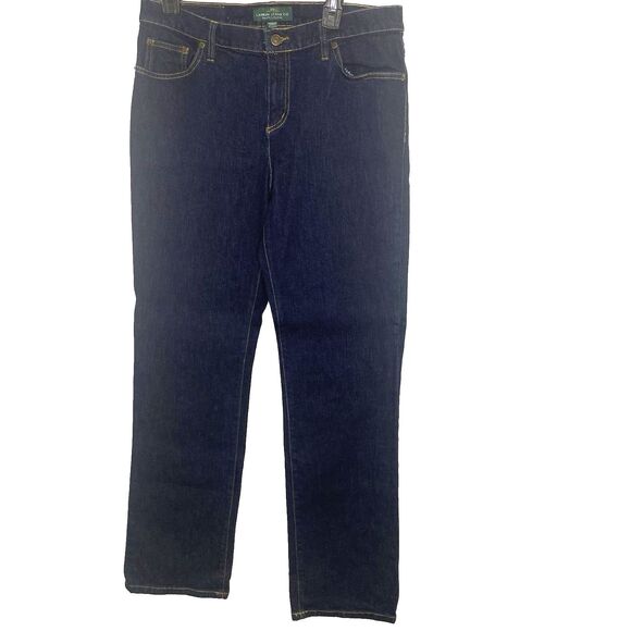 RALPH LAUREN JEANS CO Straight Leg Stretch Denim Mid Rise Womens 10 Dark Blue - Picture 1 of 7